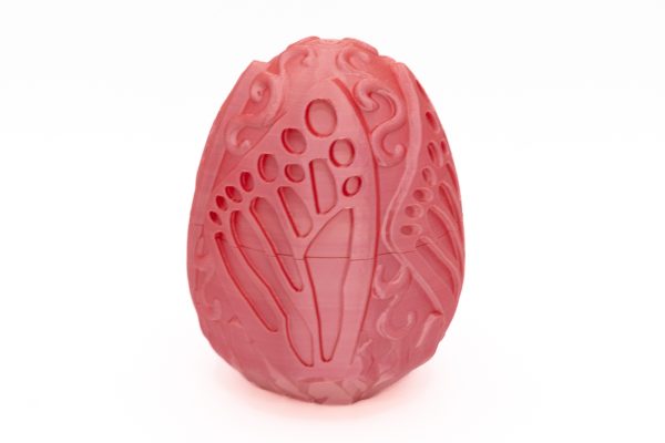 Smocze jajo 3D z motylim wzorem – różowy PLA Silk, 11 cm