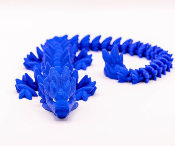 Smok 3D Kryształowy Niebieski – Ruchomy 40 cm