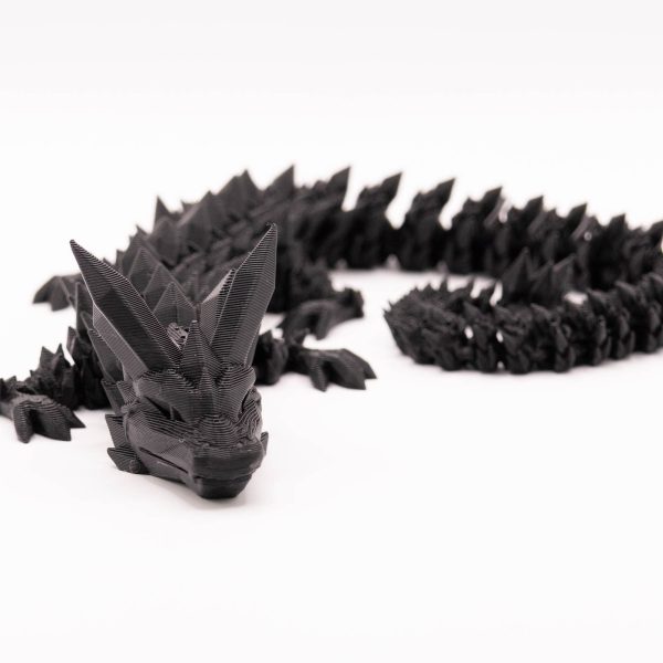 Czarny smok 3D z ruchomym ciałem – 43 cm